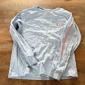 Vineyard Vines Light Blue Long Sleeve Tee with Pink Logo